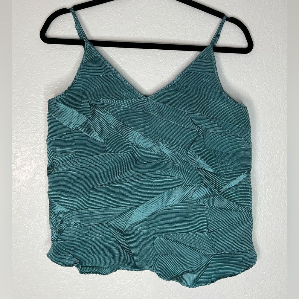 Anthropologie Floreat teal pleats pleated top M